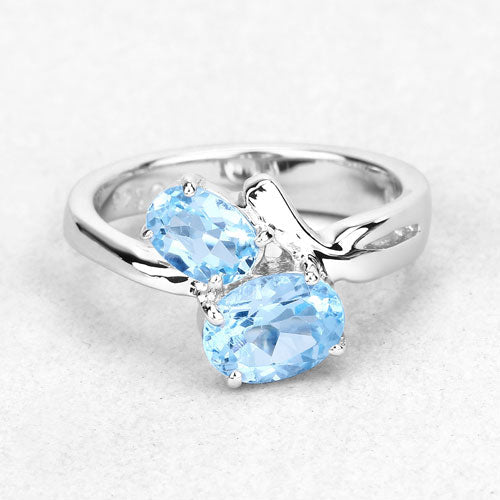 2.55 Carat Genuine Blue Topaz .925 Sterling Silver Ring Bids.com
