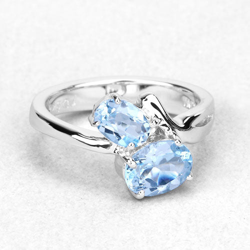 2.55 Carat Genuine Blue Topaz .925 Sterling Silver Ring Bids.com