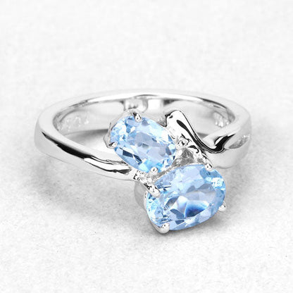 2.55 Carat Genuine Blue Topaz .925 Sterling Silver Ring Bids.com