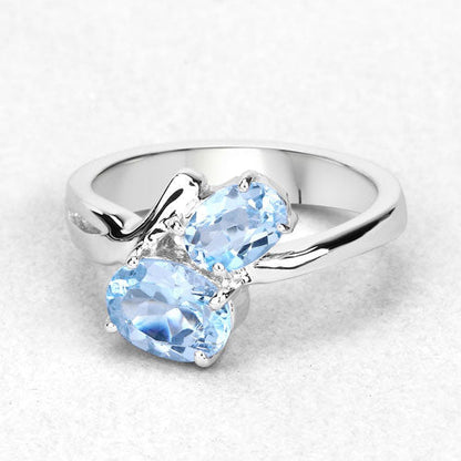 2.55 Carat Genuine Blue Topaz .925 Sterling Silver Ring Bids.com