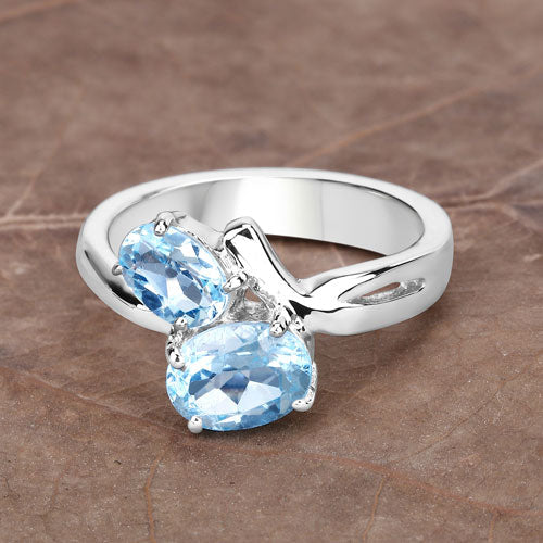 2.55 Carat Genuine Blue Topaz .925 Sterling Silver Ring Bids.com
