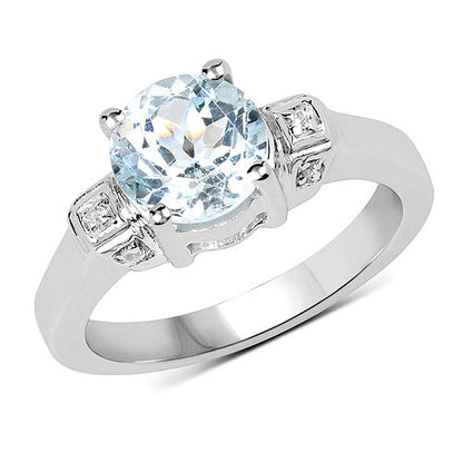 2.28 Carat Genuine Blue Topaz and White Topaz .925 Sterling Silver Ring Bids.com
