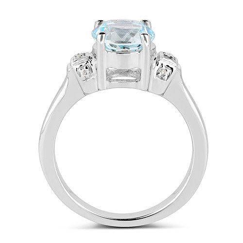 2.28 Carat Genuine Blue Topaz and White Topaz .925 Sterling Silver Ring Bids.com