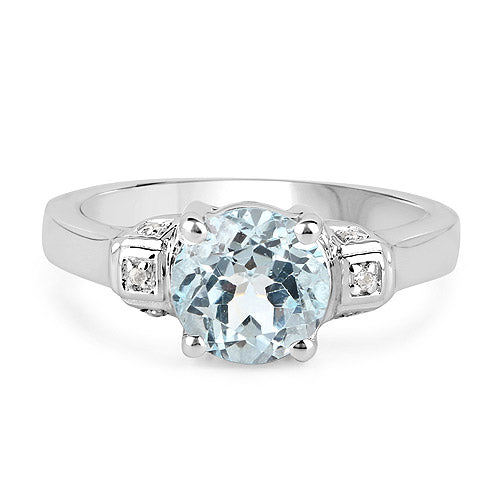 2.28 Carat Genuine Blue Topaz and White Topaz .925 Sterling Silver Ring Bids.com