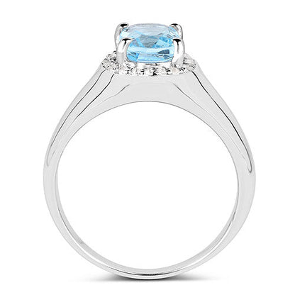 1.62 Carat Genuine Blue Topaz and White Topaz .925 Sterling Silver Ring Bids.com