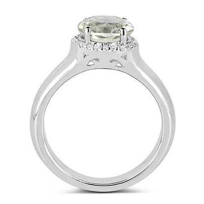 1.87 Carat Genuine Green Amethyst and White Topaz .925 Sterling Silver Ring Bids.com