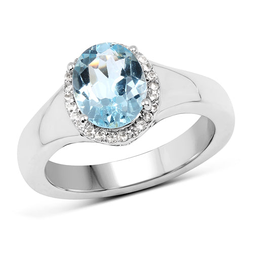 2.63 Carat Genuine  Blue Topaz and White Topaz .925 Sterling Silver Ring Bids.com