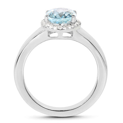 2.63 Carat Genuine  Blue Topaz and White Topaz .925 Sterling Silver Ring Bids.com