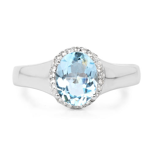 2.63 Carat Genuine  Blue Topaz and White Topaz .925 Sterling Silver Ring Bids.com