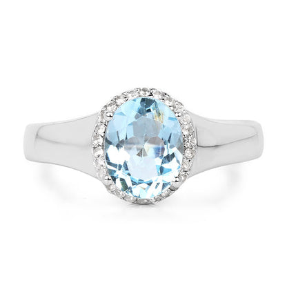 2.63 Carat Genuine  Blue Topaz and White Topaz .925 Sterling Silver Ring Bids.com