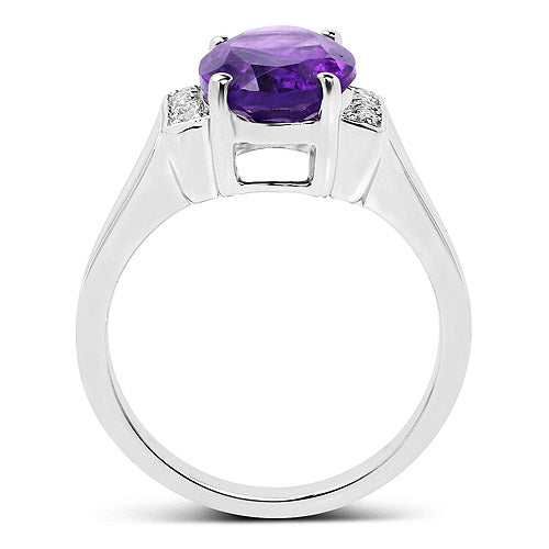 3.12 Carat Genuine  Amethyst and White Topaz .925 Sterling Silver Ring Bids.com