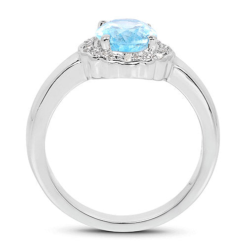 2.58 Carat Genuine  Blue Topaz and White Topaz .925 Sterling Silver Ring Bids.com
