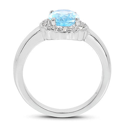 2.58 Carat Genuine  Blue Topaz and White Topaz .925 Sterling Silver Ring Bids.com