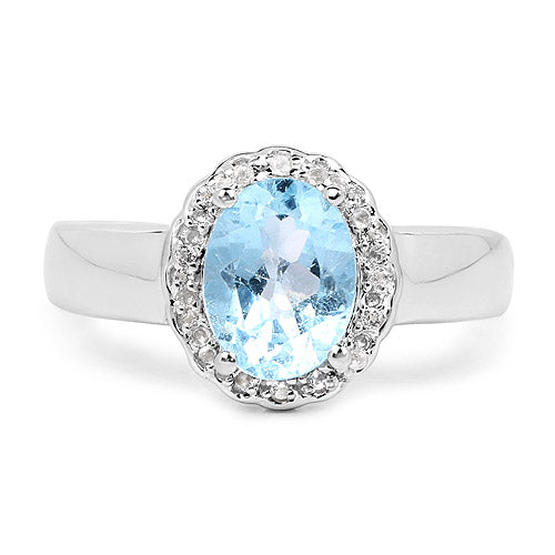 2.58 Carat Genuine  Blue Topaz and White Topaz .925 Sterling Silver Ring Bids.com