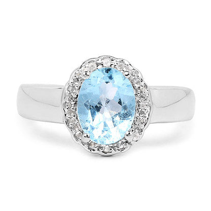 2.58 Carat Genuine  Blue Topaz and White Topaz .925 Sterling Silver Ring Bids.com