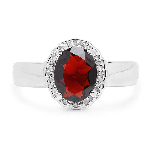 2.58 Carat Genuine  Garnet and White Topaz .925 Sterling Silver Ring Bids.com