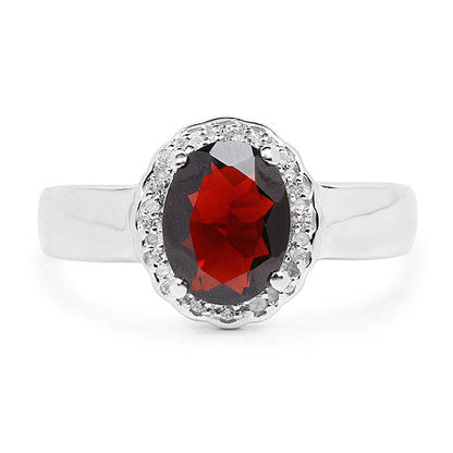 2.58 Carat Genuine  Garnet and White Topaz .925 Sterling Silver Ring Bids.com