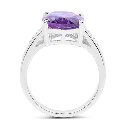 3.84 Carat Genuine  Amethyst and White Topaz .925 Sterling Silver Ring Bids.com
