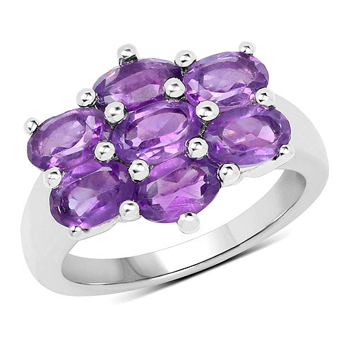 3.01 Carat Genuine  Amethyst .925 Sterling Silver Ring Bids.com
