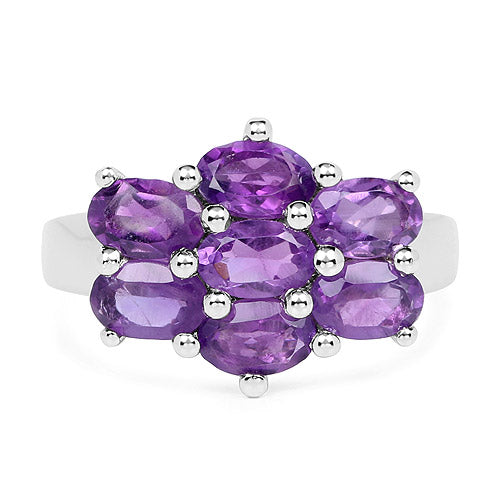 3.01 Carat Genuine  Amethyst .925 Sterling Silver Ring Bids.com