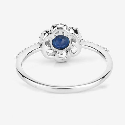 0.78 Carat Genuine Blue Sapphire and White Diamond 14K White Gold Ring Bids.com