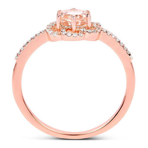 0.54 Carat Genuine Morganite and White Diamond 14K Rose Gold Ring Bids.com