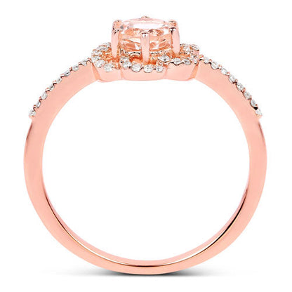 0.54 Carat Genuine Morganite and White Diamond 14K Rose Gold Ring Bids.com