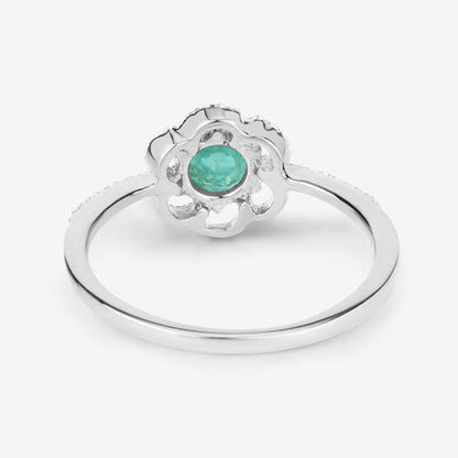 0.55 Carat Genuine Zambian Emerald and White Diamond 14K White Gold Ring Bids.com