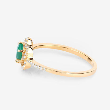 0.55 Carat Genuine Zambian Emerald and White Diamond 14K Yellow Gold Ring Bids.com