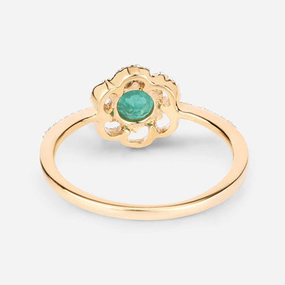 0.55 Carat Genuine Zambian Emerald and White Diamond 14K Yellow Gold Ring Bids.com