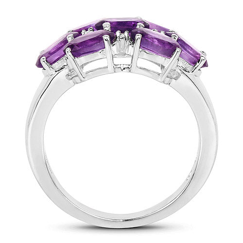 3.05 Carat Genuine  Amethyst and White Topaz .925 Sterling Silver Ring Bids.com