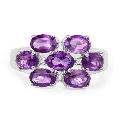 3.05 Carat Genuine  Amethyst and White Topaz .925 Sterling Silver Ring Bids.com