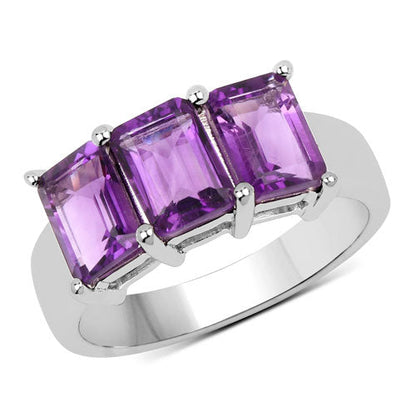 2.85 Carat Genuine Amethyst .925 Sterling Silver Ring Bids.com