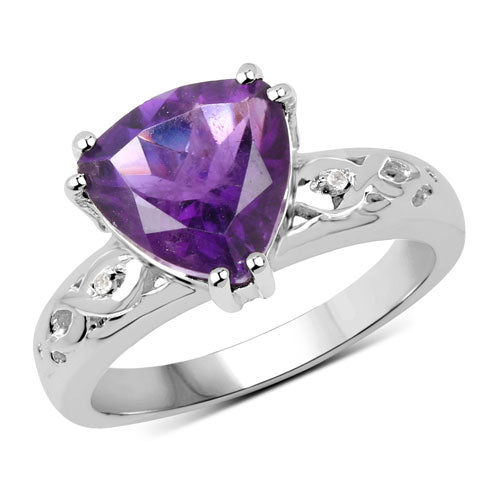 2.71 Carat Genuine Amethyst and White Topaz .925 Sterling Silver Ring Bids.com