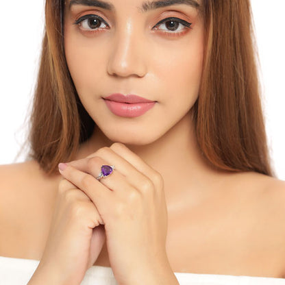 2.71 Carat Genuine Amethyst and White Topaz .925 Sterling Silver Ring Bids.com