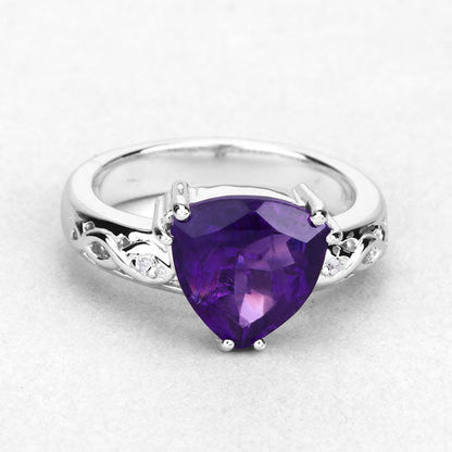 2.71 Carat Genuine Amethyst and White Topaz .925 Sterling Silver Ring Bids.com