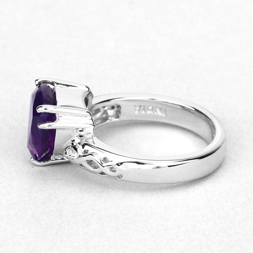 2.71 Carat Genuine Amethyst and White Topaz .925 Sterling Silver Ring Bids.com