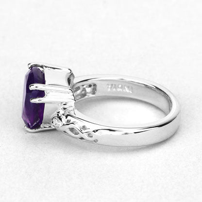 2.71 Carat Genuine Amethyst and White Topaz .925 Sterling Silver Ring Bids.com