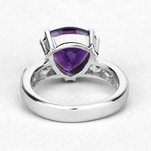 2.71 Carat Genuine Amethyst and White Topaz .925 Sterling Silver Ring Bids.com