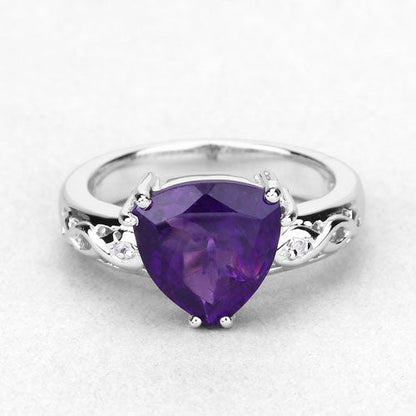 2.71 Carat Genuine Amethyst and White Topaz .925 Sterling Silver Ring Bids.com