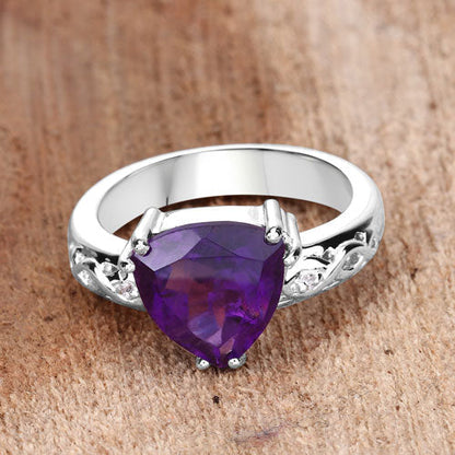 2.71 Carat Genuine Amethyst and White Topaz .925 Sterling Silver Ring Bids.com