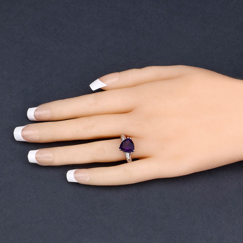2.71 Carat Genuine Amethyst and White Topaz .925 Sterling Silver Ring Bids.com