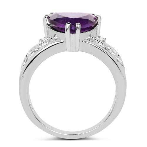 2.71 Carat Genuine Amethyst and White Topaz .925 Sterling Silver Ring Bids.com