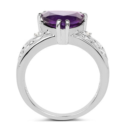 2.71 Carat Genuine Amethyst and White Topaz .925 Sterling Silver Ring Bids.com