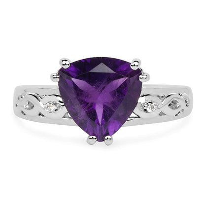 2.71 Carat Genuine Amethyst and White Topaz .925 Sterling Silver Ring Bids.com