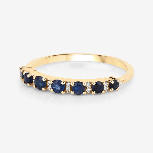 0.43 Carat Genuine Blue Sapphire and White Diamond 14K Yellow Gold Ring Bids.com