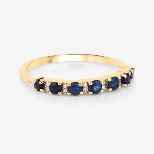 0.43 Carat Genuine Blue Sapphire and White Diamond 14K Yellow Gold Ring Bids.com