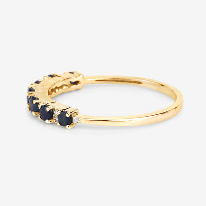 0.43 Carat Genuine Blue Sapphire and White Diamond 14K Yellow Gold Ring Bids.com