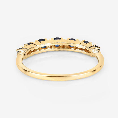 0.43 Carat Genuine Blue Sapphire and White Diamond 14K Yellow Gold Ring Bids.com