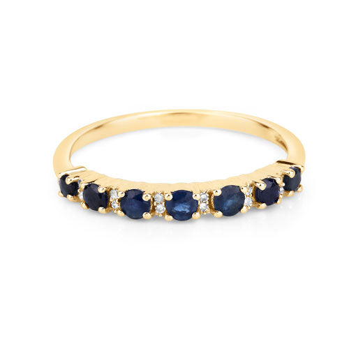 0.43 Carat Genuine Blue Sapphire and White Diamond 14K Yellow Gold Ring Bids.com
